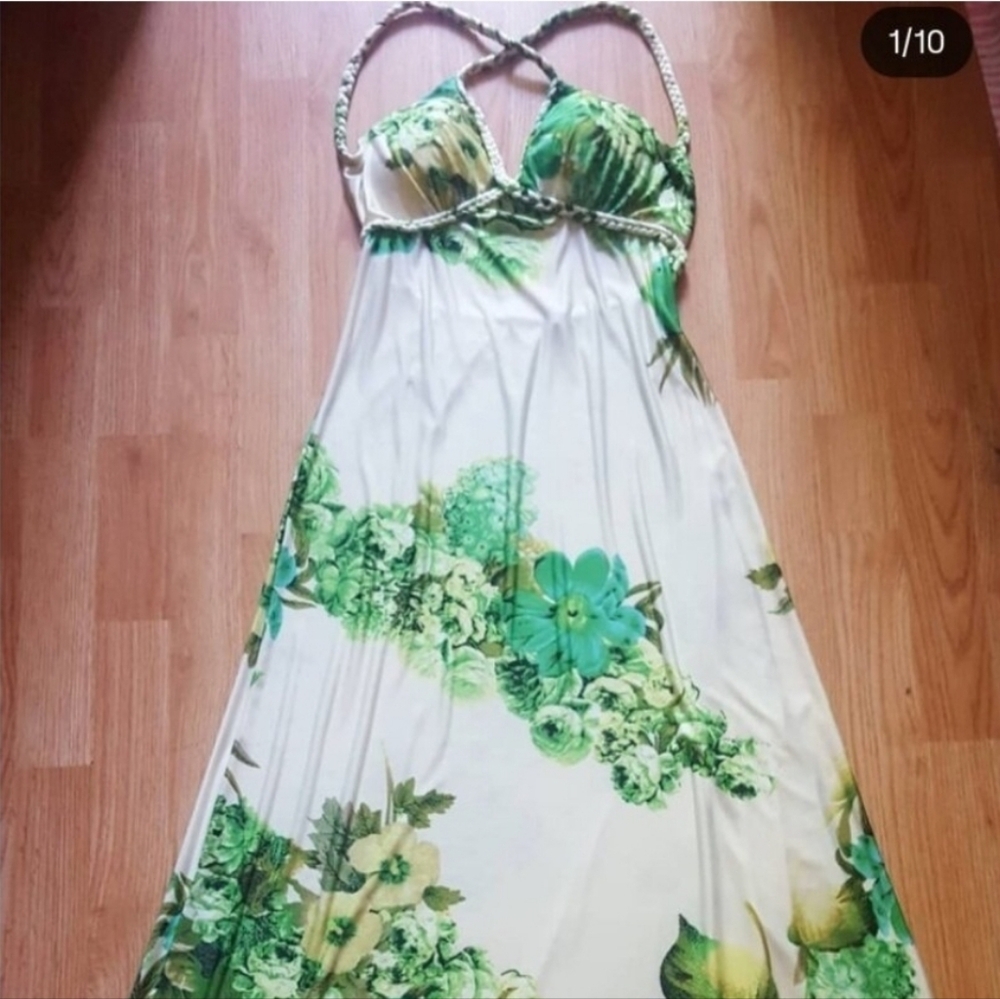 Floral Green Maxi Dress